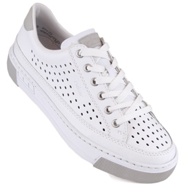 Deportivas mujer cómodas piel calada blanco Rieker L8849-80 8