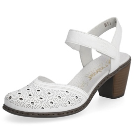 Sandalias mujer piel comodas tacon alto blanco Rieker 40991-80 13