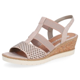 Sandalias slip-on de mujer cómodas con cuña, oro rosa Remonte R6265-31 dorado 13