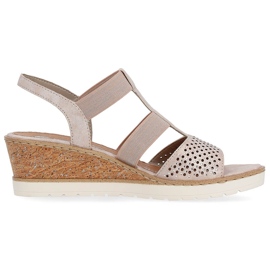 Sandalias slip-on de mujer cómodas con cuña, oro rosa Remonte R6265-31 dorado 14