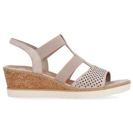 Sandalias slip-on de mujer cómodas con cuña, oro rosa Remonte R6265-31 dorado 5