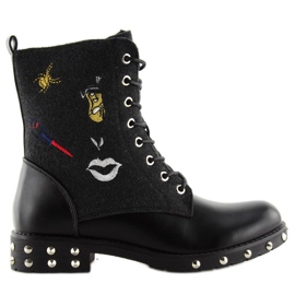 Botas negras con parte superior de fieltro. negro 6