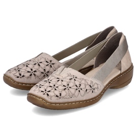 Zapatos slip-on mujer cómodos de piel verano beige Rieker 41356-60 6