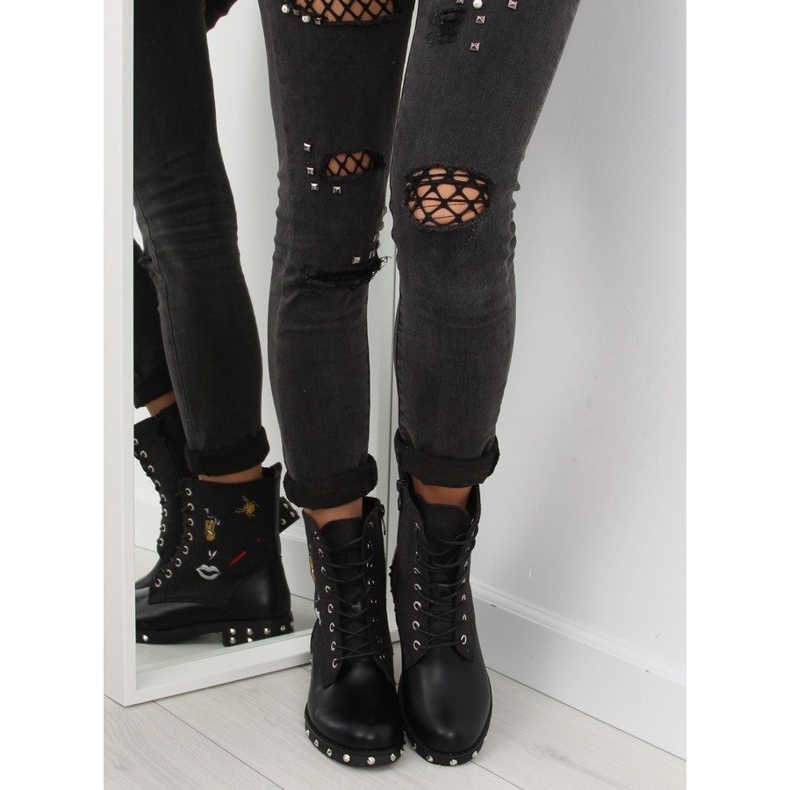 Botas negras con parte superior de fieltro. negro 1