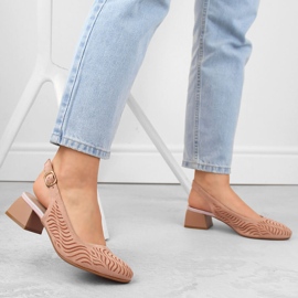 Sandalias de tacón bajo para mujer en ante, rosa Jezzi RMR2263-4 rosado 6