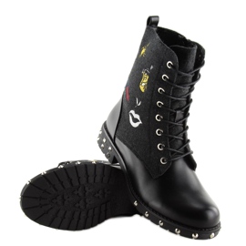 Botas negras con parte superior de fieltro. negro 2