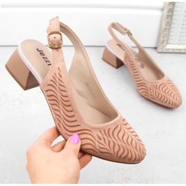 Sandalias de tacón bajo para mujer en ante, rosa Jezzi RMR2263-4 2