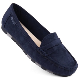 Mocasines cómodos de mujer en ante, azul marino Big Star NN274931 1