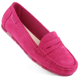 Mocasines mujer cómodos serraje fucsia Big Star NN274934 rosado 1