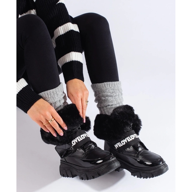 Botas de nieve de mujer con elástico negro 1