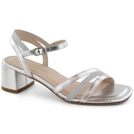 Sandalias tacón mujer charol plateado Sergio Leone SK046 plata 1