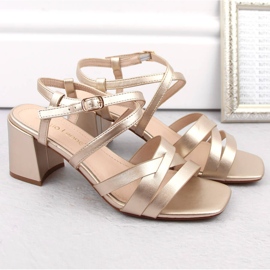 Sandalias mujer tacón dorado Sergio Leone SK067 5