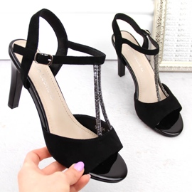 Sandalias de mujer con tacón alto en ante negro Sergio Leone SK924 5