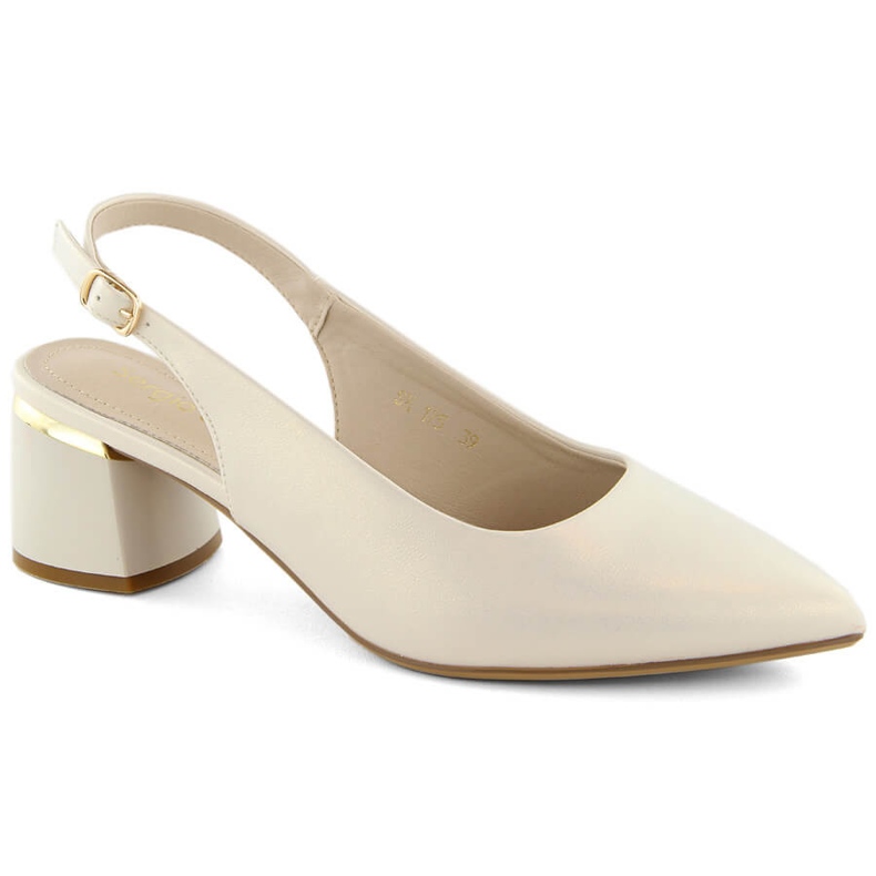 Sandalias elegantes de mujer con puntera completa y perlas Sergio Leone SK175 beige 1
