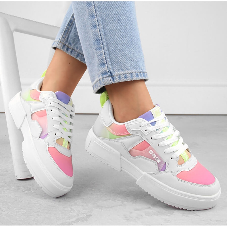 Deportivas mujer plataforma multicolor Big Star NN274359 blanco 2