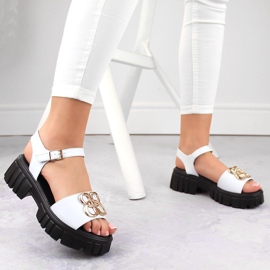 Sandalias mujer piel tacón y plataforma blanco Vinceza 7910 3