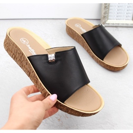 Chanclas cómodas de piel para mujer, color negro Helios 130.011 3