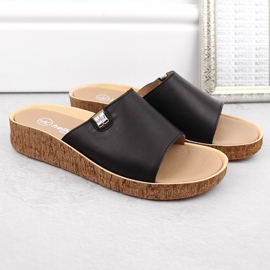 Chanclas cómodas de piel para mujer, color negro Helios 130.011 4