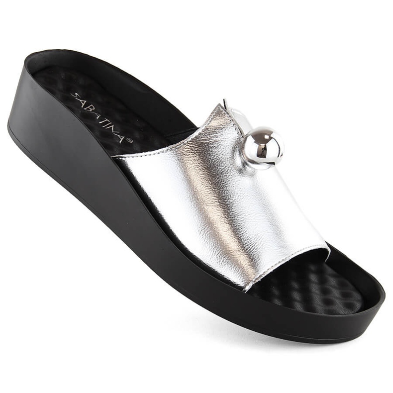 Chanclas de mujer plata metalizada Sabatina 2318-1 1