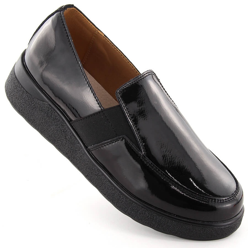 Zapatos slip-on de mujer de piel charol negro T.Sokolski J24-440 1