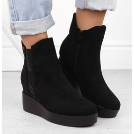 Botas de cuña aislantes para mujer con circonitas, negras T.Sokolski Z23-369 negro 7