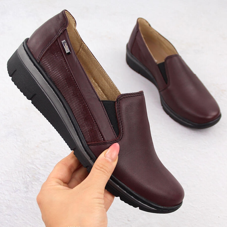 Zapatos mujer cómodos piel color cereza Helios 350-2 rojo 1