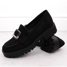 Mocasines de mujer con adorno, ante negro Potocki 12420 2