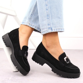 Mocasines de mujer con adorno, ante negro Potocki 12420 4