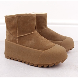 Botas de nieve de mujer de piel con plataforma camel Big Star OO274A212 marrón 2