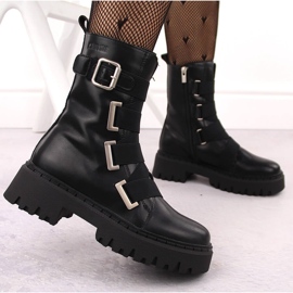 Botas trabajadoras de piel para mujer, negras Big Star OO274A256 negro 5