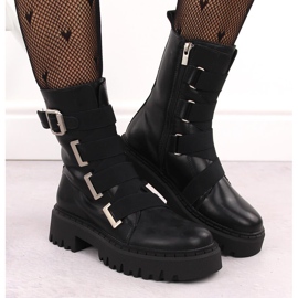 Botas trabajadoras de piel para mujer, negras Big Star OO274A256 negro 6