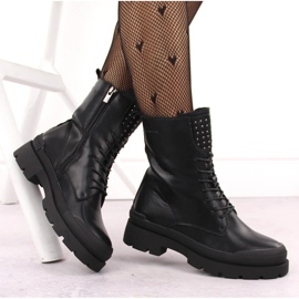 Botas trabajadoras de piel para mujer con remaches, negras Big Star OO274A269 negro 4