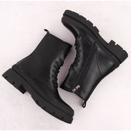 Botas trabajadoras de piel para mujer con remaches, negras Big Star OO274A269 negro 3