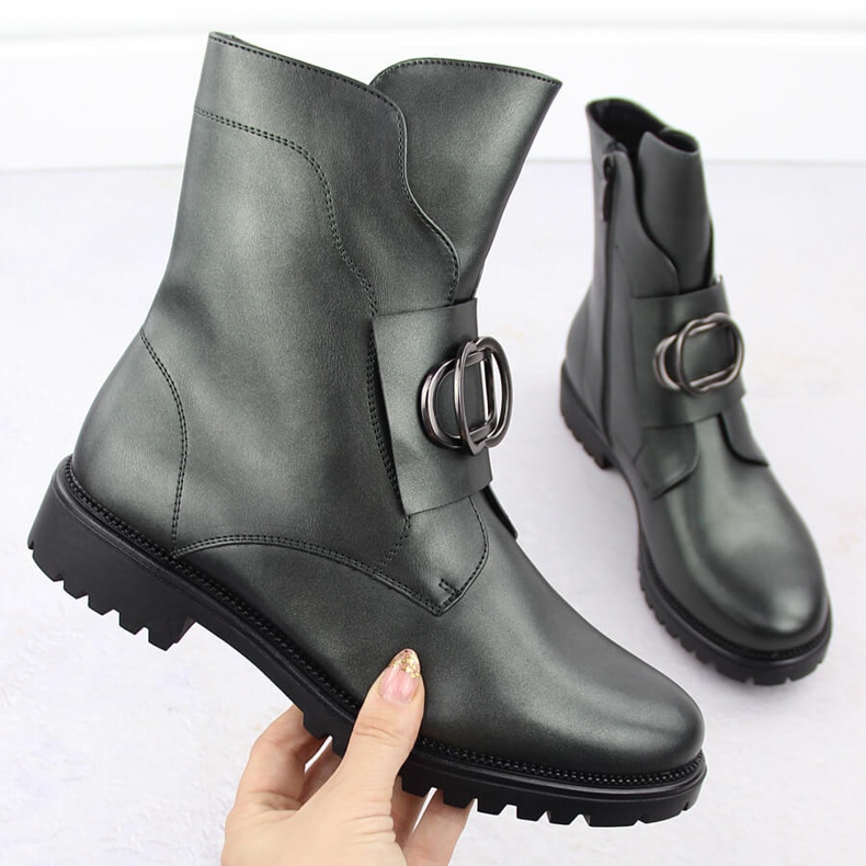 Botas aislantes de mujer con decoración, verde Potocki 12441 1 Botas aislantes de mujer con decoración, verde Potocki 12441 1