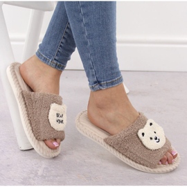 Zapatillas de estar por casa de mujer con osito beige Unisoft 6646 4