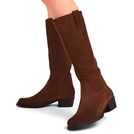 Botas cowboy de mujer en piel marrón de Sergio Leone KZ268 7