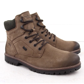 Botas de montaña impermeables de piel para hombre, con aislamiento marrón Rieker F3612-24 4