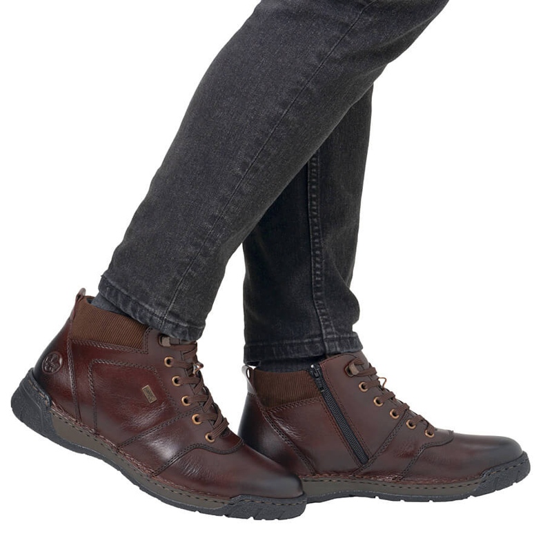 Botines de piel impermeables, zapatos aislantes para hombre, marrón Rieker B0308-25 1