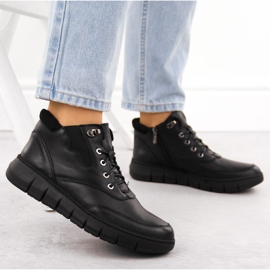 Botas de mujer de piel con plataforma, negro Helios 561 5