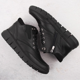 Botas de mujer de piel con plataforma, negro Helios 561 3