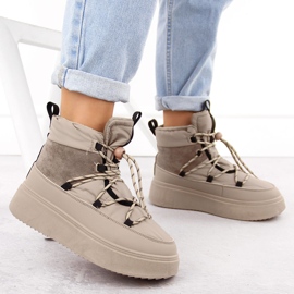Botas de nieve de mujer con plataforma, beige Potocki 72302 5