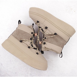 Botas de nieve de mujer con plataforma, beige Potocki 72302 3