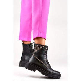 Botas rockeras de mujer con remaches, negras CH2320B negro 1