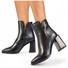 Botines aislantes con punta en punta para mujer, negro GD-FL2084B 1 Botines aislantes con punta en punta para mujer, negro GD-FL2084B 1