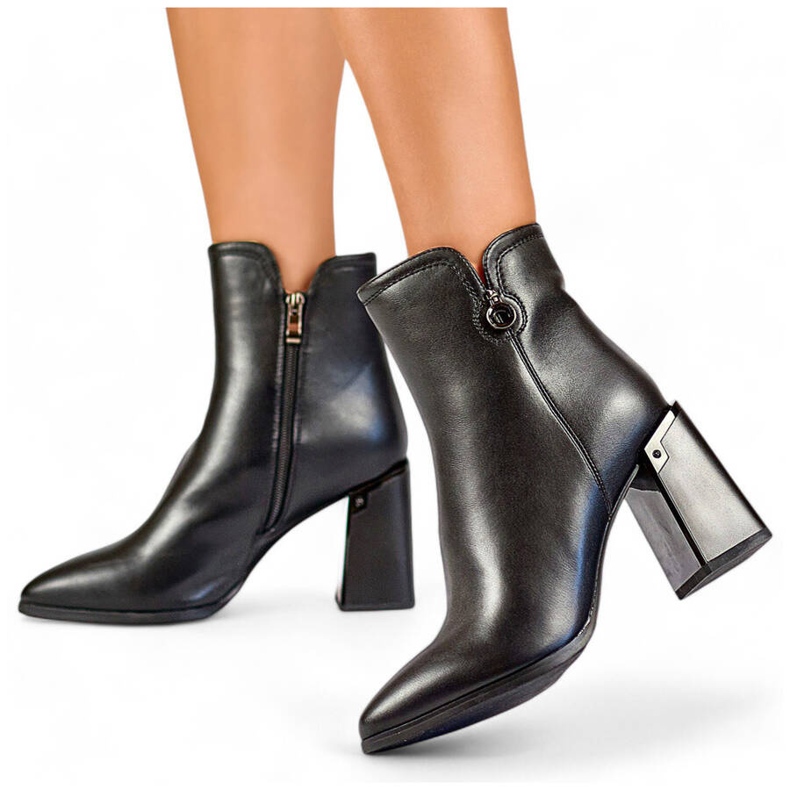 Botines aislantes con punta en punta para mujer, negro GD-FL2084B 1 Botines aislantes con punta en punta para mujer, negro GD-FL2084B 1