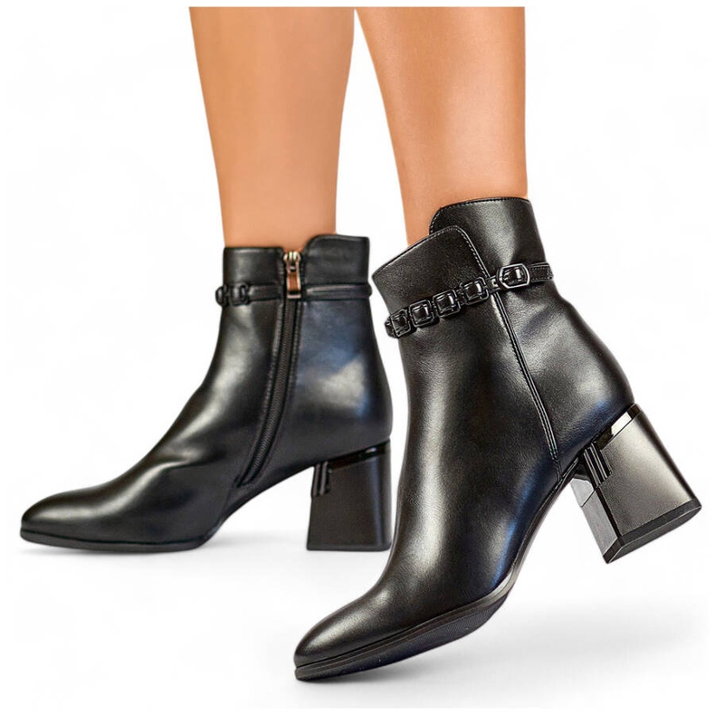 Botas de mujer con tacón decorativo, aislante negro GD-FL2089B 1