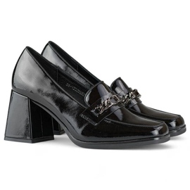 Zapatos negros elegantes charol con tacones altos 24-12322B 4