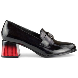 Zapatos de charol para mujer con decoración en el talón, negro GD-FL479-B 3