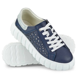 Zapatos plataforma piel perforada, azul marino GD-XF72N 6