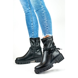 Botines de mujer con parte superior elástica, con cordones, negro DE1127P-B beige 2